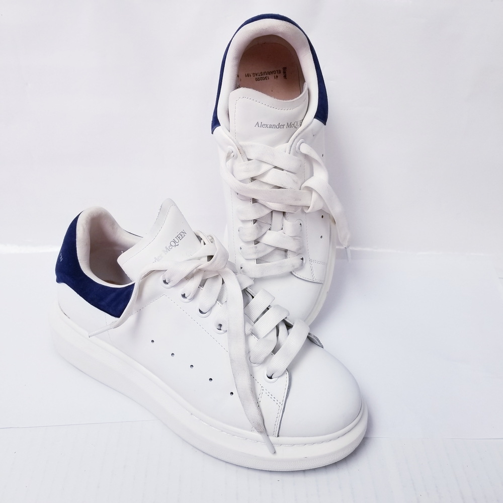 Alexander McQueen White and Blue Men's Sneakers